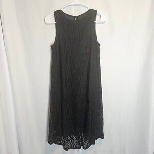 Apt 9 Black Lace Sleeveless‎ Dress Hi-Lo Hem Sheer Yoke Size 2